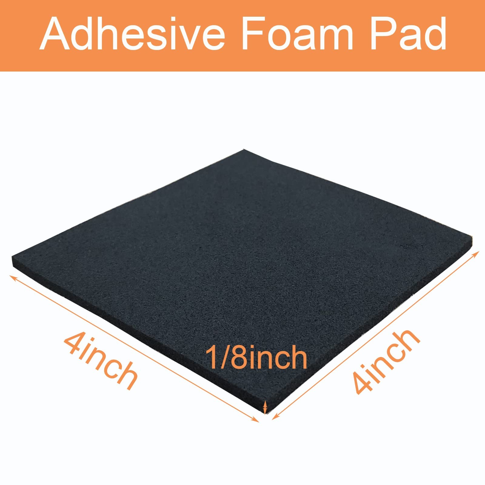 8 Pcs Black Adhesive Neoprene Rubber Pad, 1/8" 4in X X 1/8in,