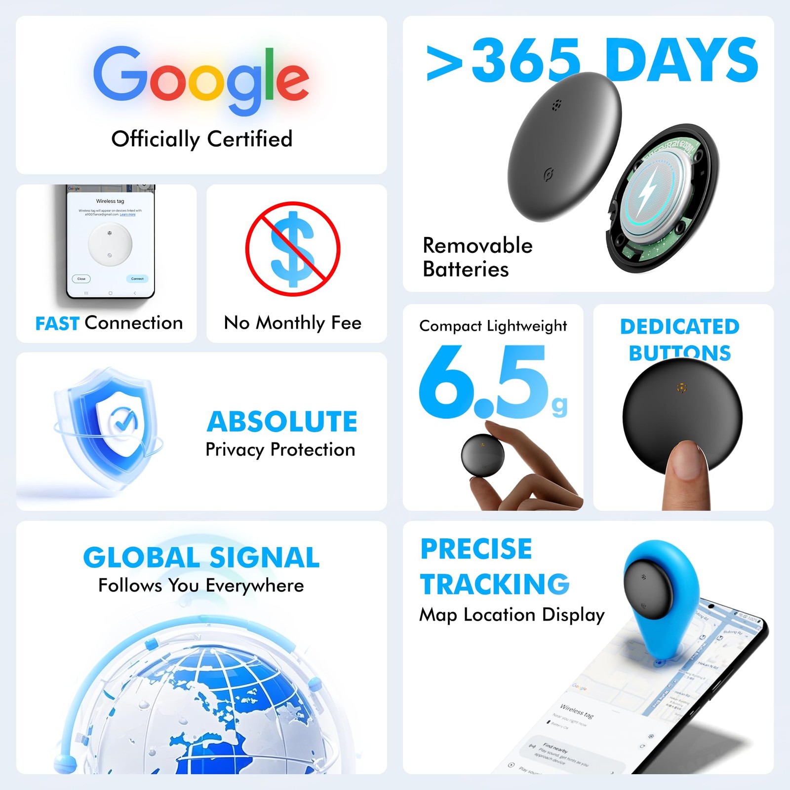 Air Tracker Tags-4 Pack for Android with Case- Bluetooth Item 4 White