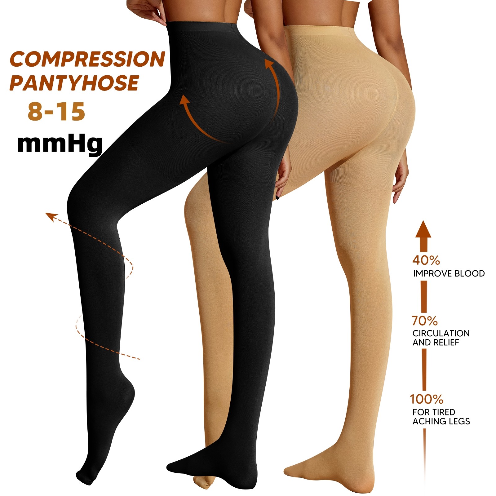 8-15 mmHg Compression Pantyhose Stockings for Swelling Varicose Veins Women Hose