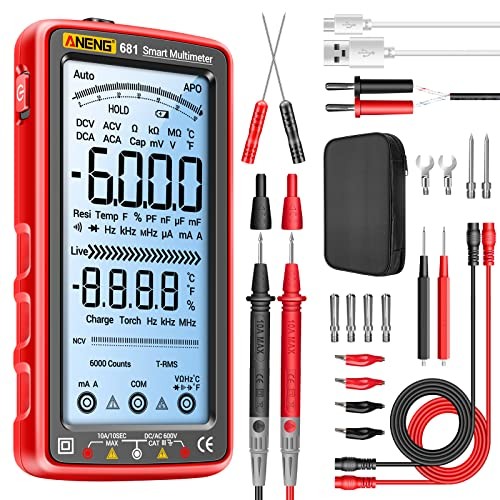 Digital Multimeter Tester Auto-Ranging TRMS 6000 Counts 681 Backlit Screen