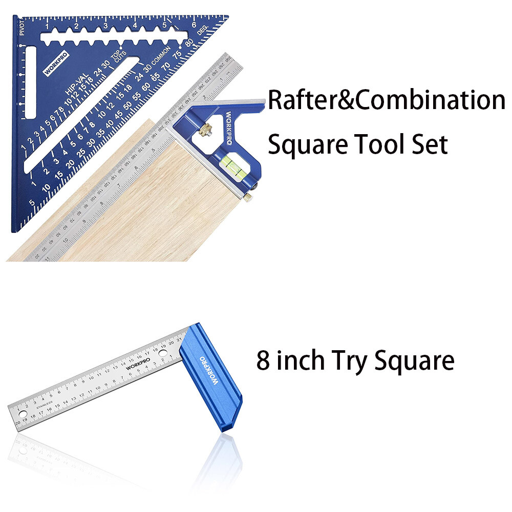 WORKPRO 2PIECE Rafter Square &Combination Square Tool Set/8-inch Try Square Tool