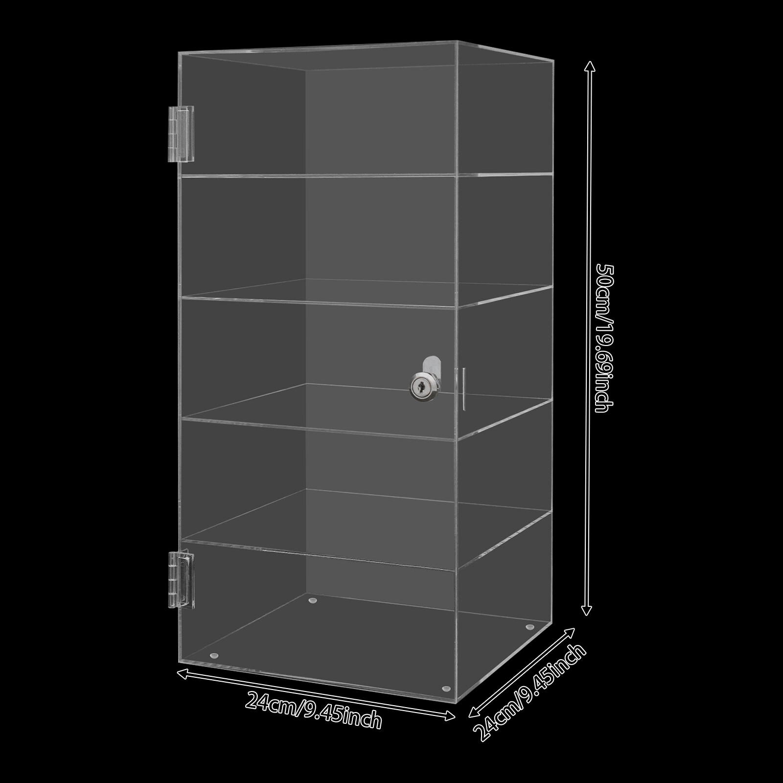5-Tier Acrylic Display Case Large Capacity Clear Countertop Showcase with Lock
