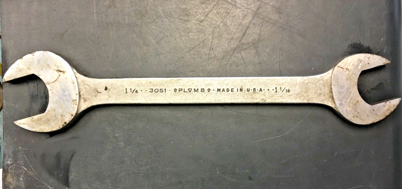 Plvmb 3051 1-1/4, 1-1/16 Open End Wrench, 12" LONG, USA PLUMB