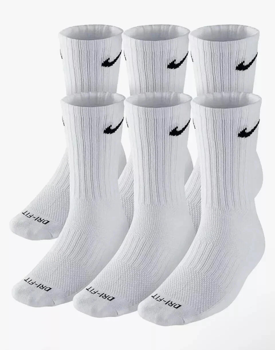 Nike Everyday Plus Cushion UNISEX Crew Socks, 3 Pair White Size - LG (M8-12/W10-