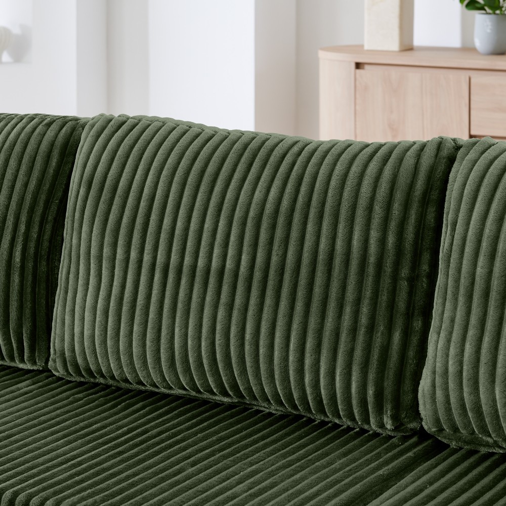 Green Corduroy Modern Sectional Sofa Sleeper 5-Seater Couch