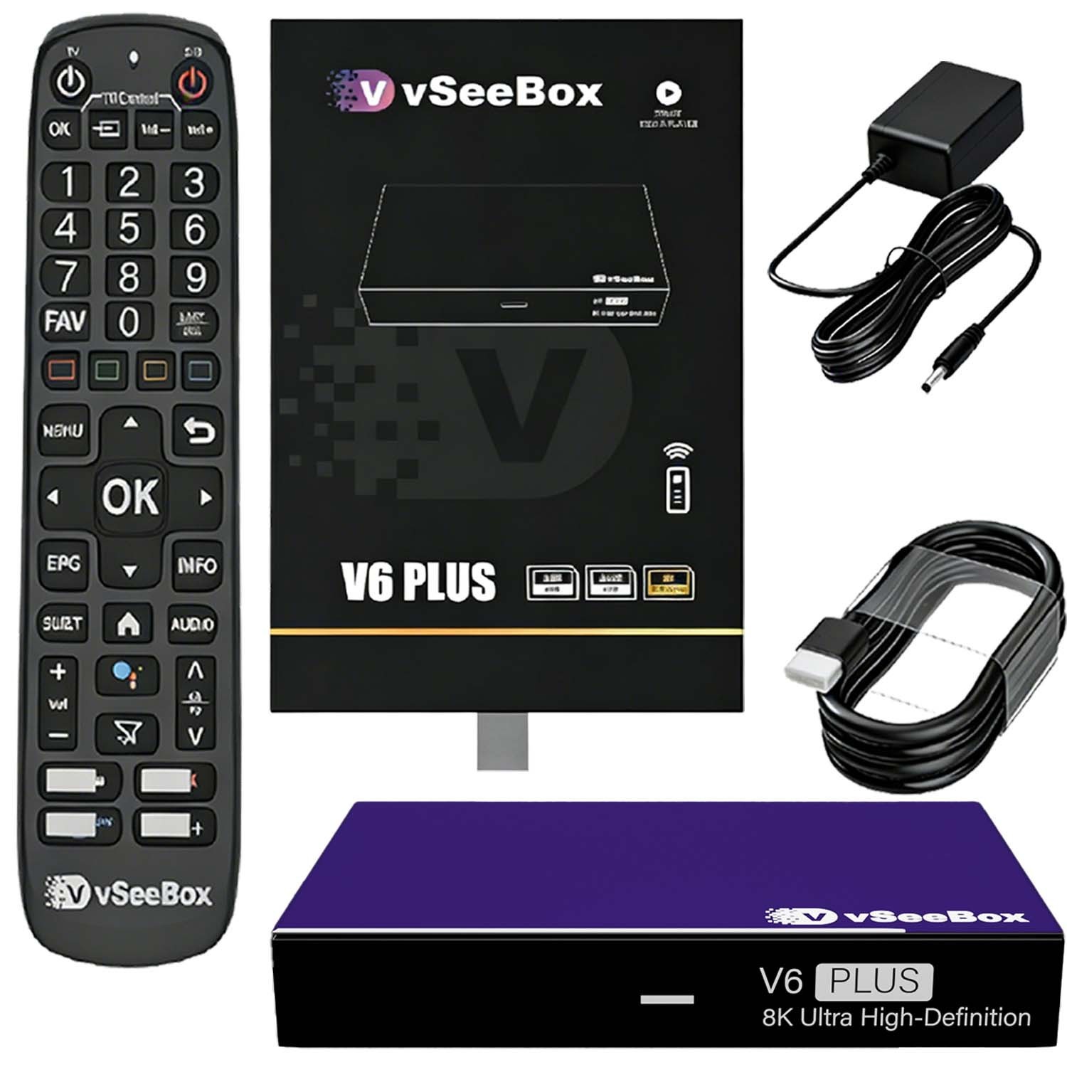 Vseebox V6 Plus Tv Box With Smart Backlit Bluetooth Remote Control Split Screen
