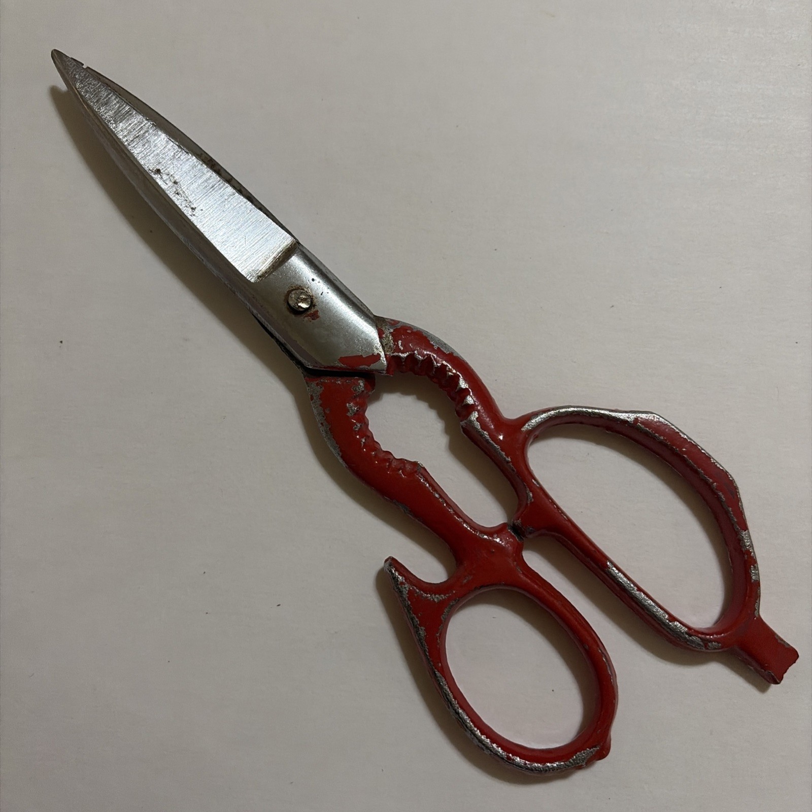 Vintage Taiwan Red Kitchen Shears Multi Tool Scissors Nutcracker Bottle Opener