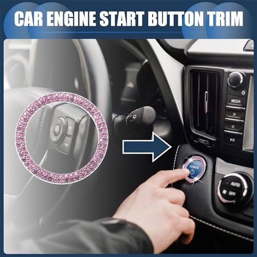 Universal Bling Car Engine Start Stop Button Cover, Car One Click Push Pink