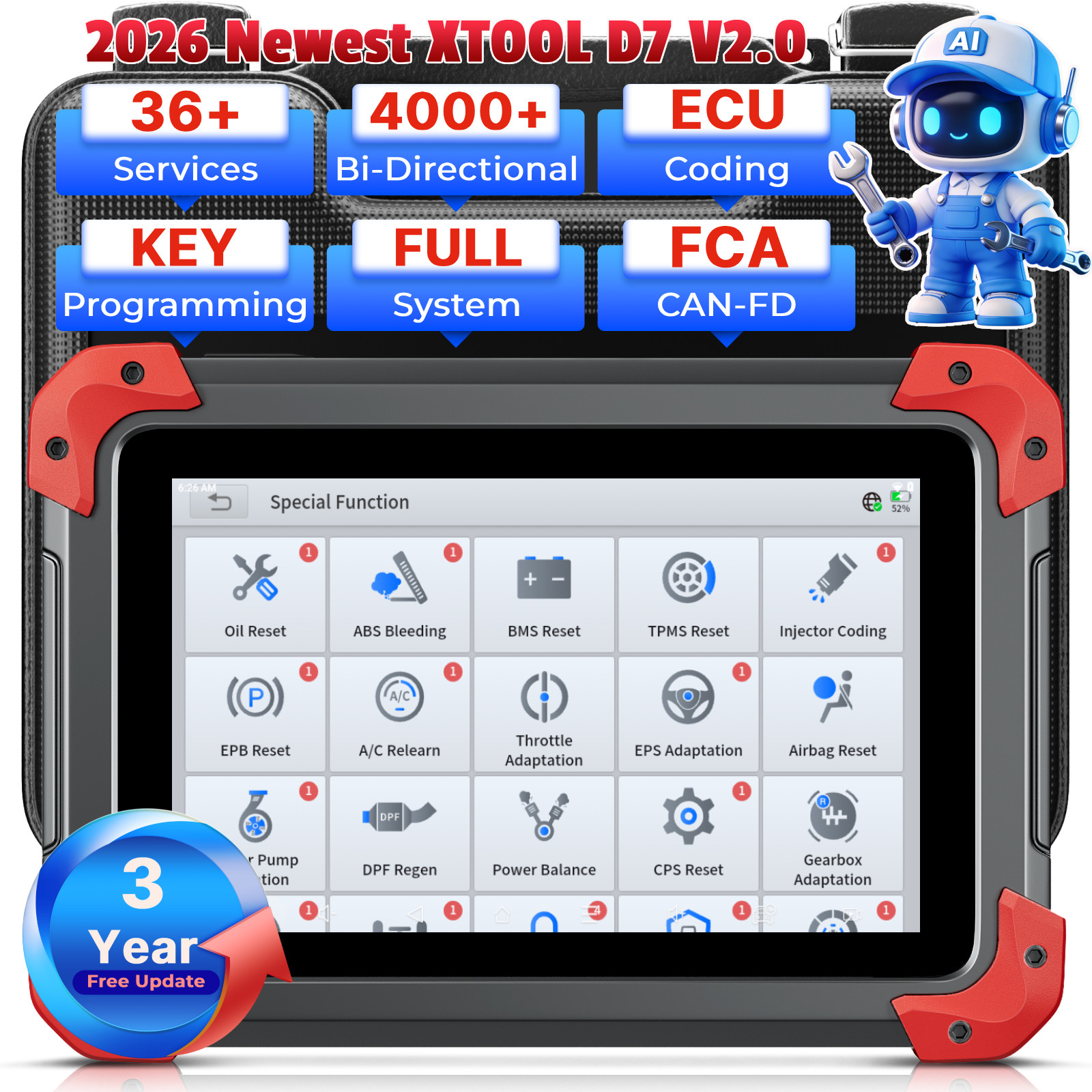 XTOOL D7 V2.0 Bidirectional Diagnostic Tool Full System Scanner Key Programming