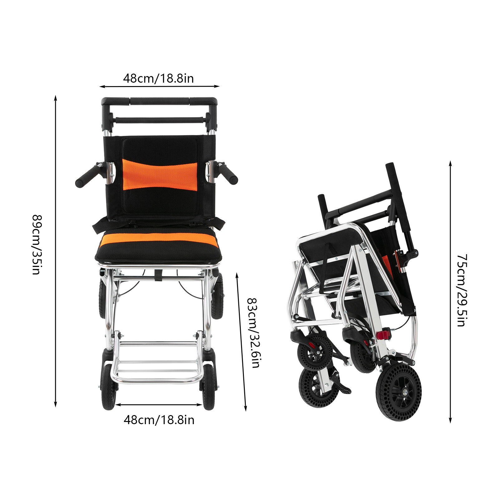 Portable Folding Wheelchair Ultra-Light Transportable Wheelchair for Seniors New