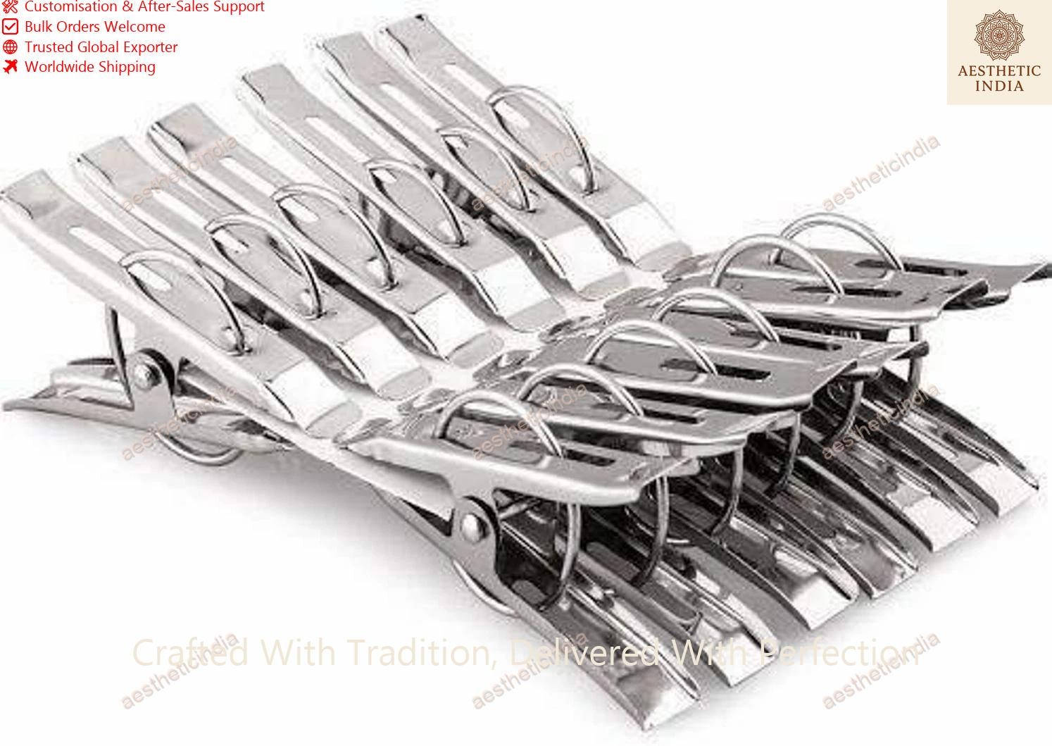 Stainless Steel Cloth Hanging Pins Cloth Drying Clips Pegs Set Located In USA