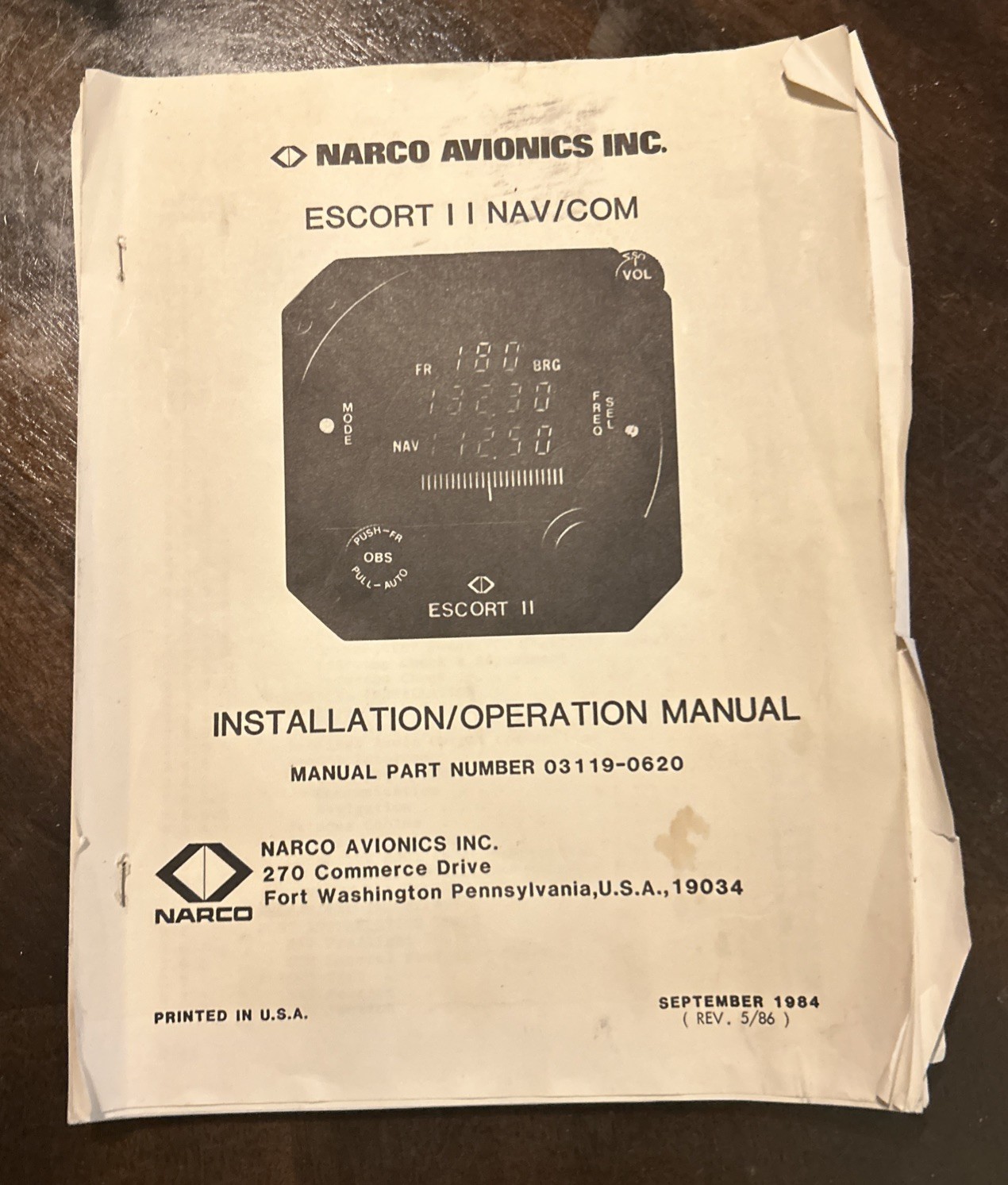 Narco Escort II VOR / LOC Indicator NAV/COMM NOS