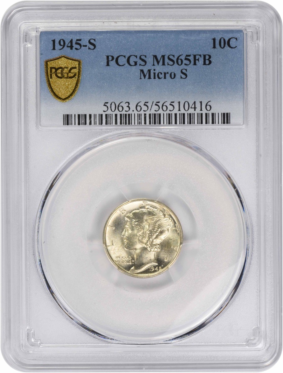 1945-S Mercury Silver Dime Micro S MS65FB PCGS