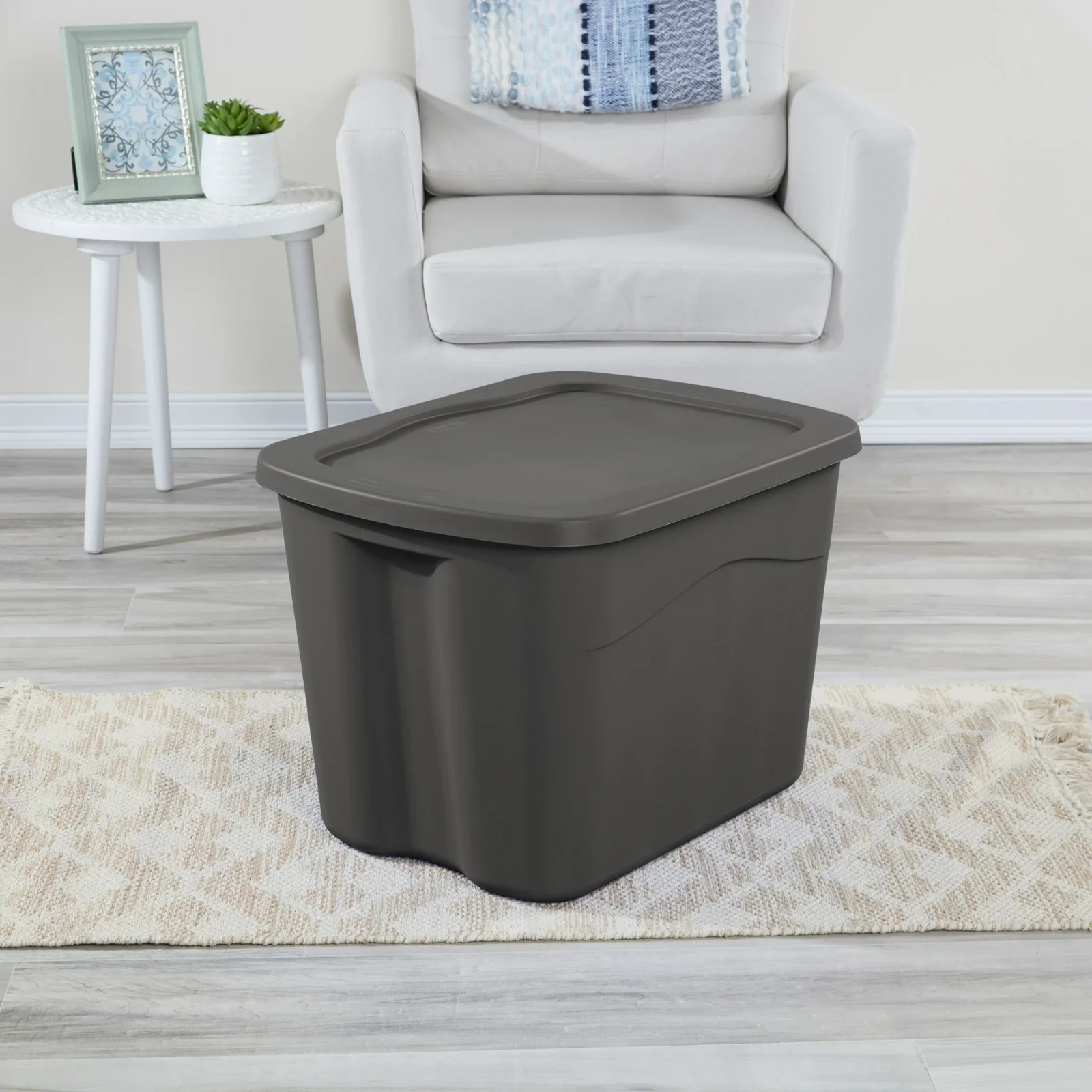 Sterilite 18 Gallon Plastic Storage Bin with Snap-on Lid, Gray, 8 Count