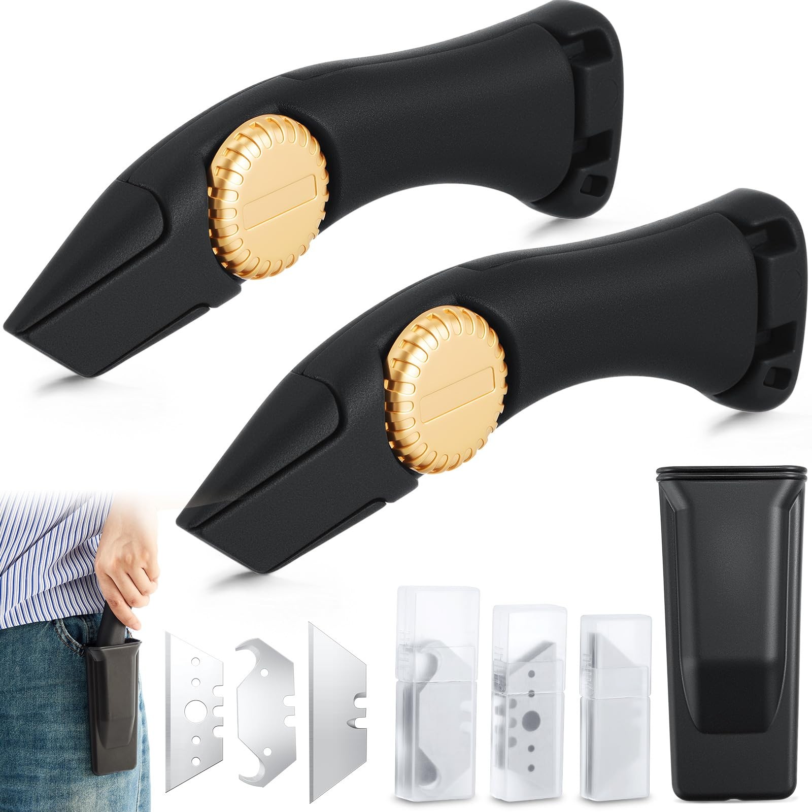 2 Sets Black Heavy Duty Fixed Blade Roofing Knife Navajas Para Roofing Carpet &