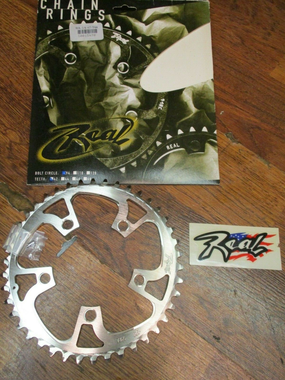 GENUINE NOS REAL 5 BOLT 94 BCD 42T RAMPED CHAIN RING - CNC 7075 ALLOY - NICKEL