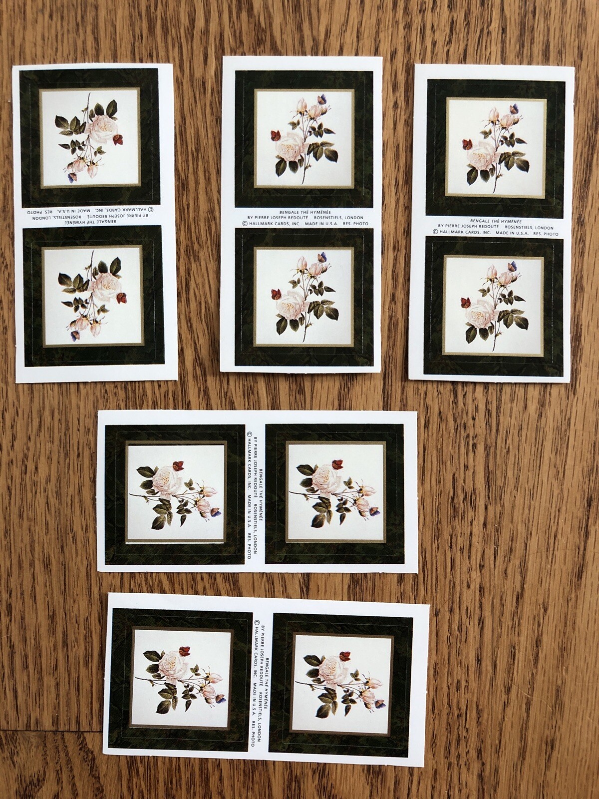 Vtg Hallmark 10 Stickers Bengale The Hymenee Redoute Rose Most Beautiful Flowers