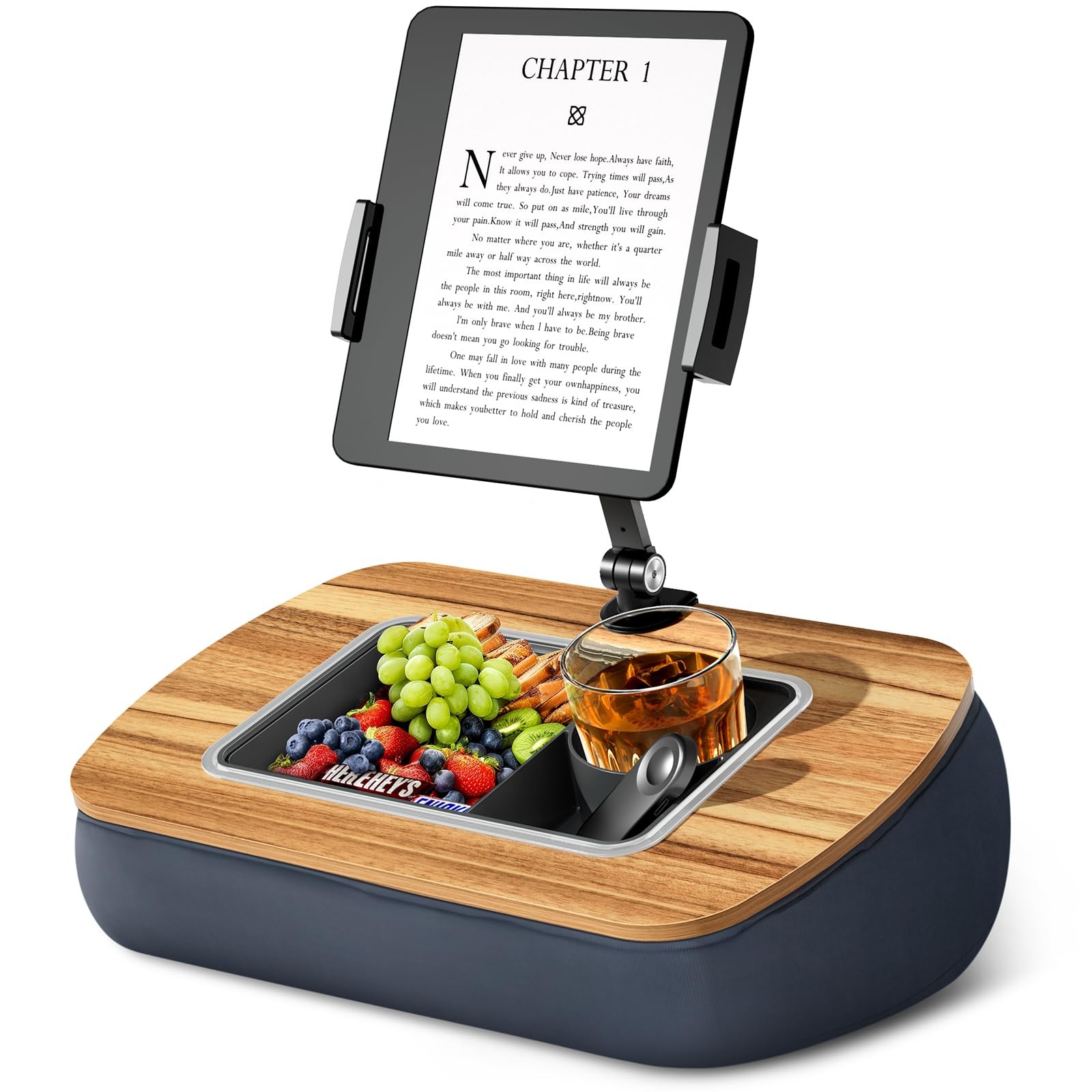 ERGONOV Tablet Pillow Stand for Lap, Adjustable iPad Holder with Muted gray