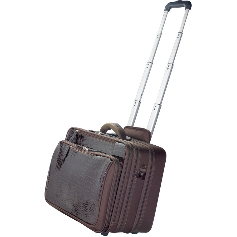 Fabrique Francine Collection 17.3" Laptop Croco Roller Carrying Case Brown