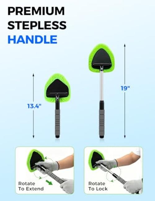 XINDELL Windshield Cleaner Tool – Car Interior Window Cleaning Kit with 19in