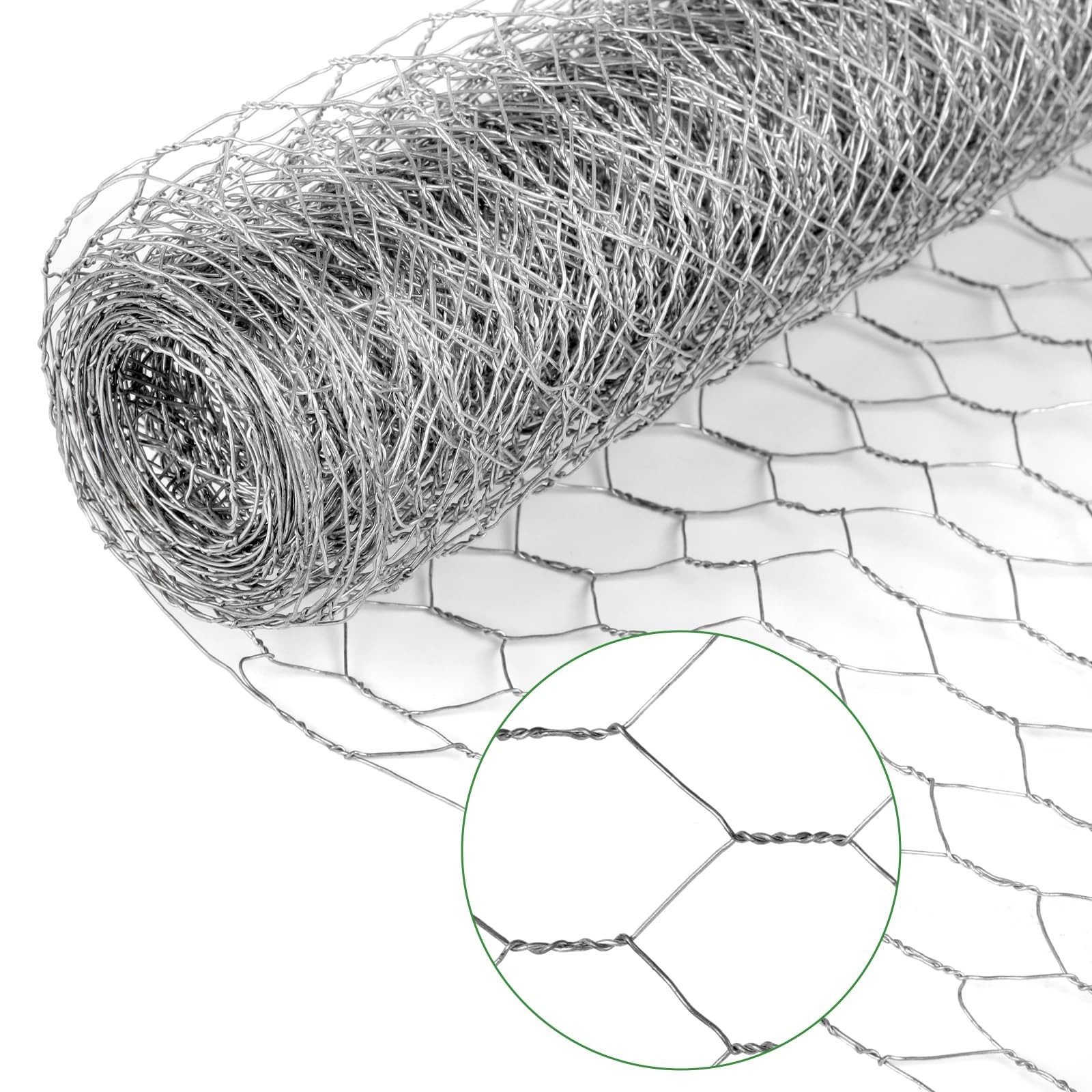 Chicken Wire Mesh,13.7"×169" Poultry Netting,1" Hole Size Silver