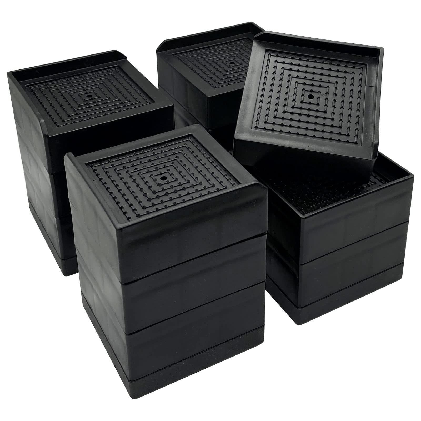 Heavy Duty Bed Risers 4" - Adjustable Furniture Lifters for Sofa, Desk & Table,