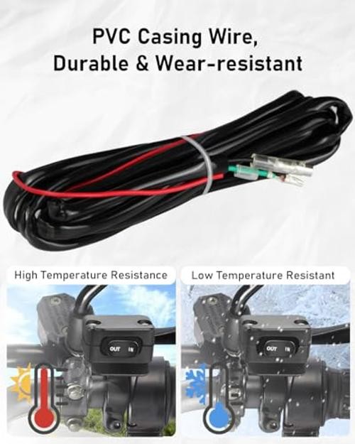 Belinous 12V ATV Winch Switch with Mounting Bracket, Handlebar Winch Black
