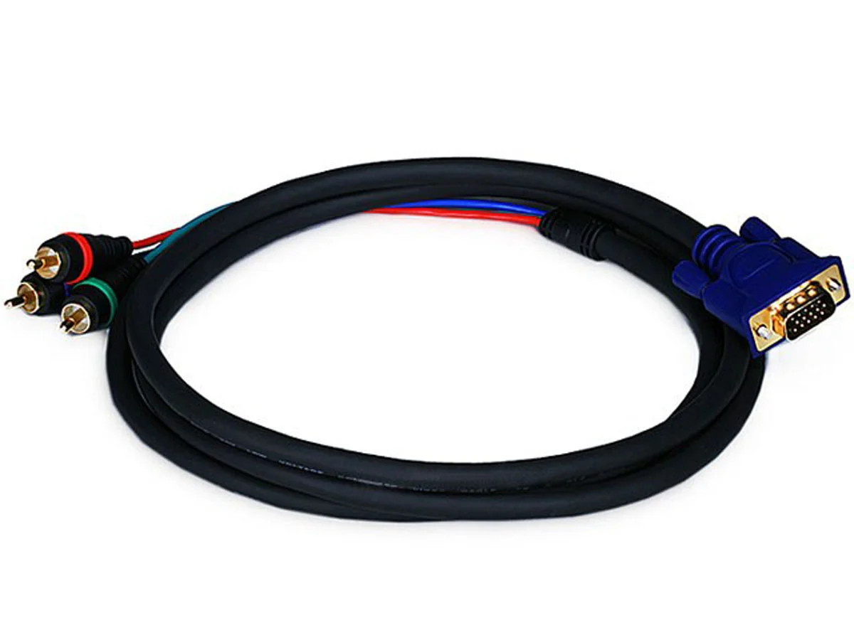 Monoprice VGA (HD15) to 3RCA Component Video Cable, Gold Plated, 6ft