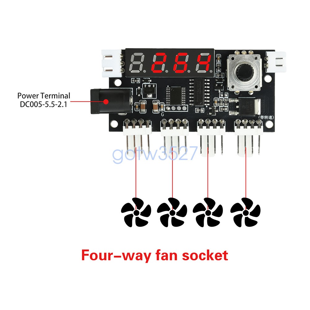 DC5-24V 5A Digital PWM Speed Motor Controller Temperature Control+10K NTC Sensor