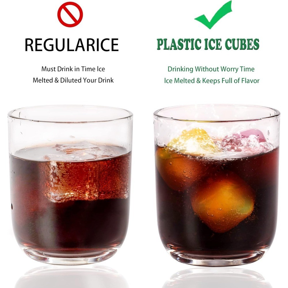 Reusable Ice Cube Plastic Ice Cubes 25 Pack Colorful Refreezable IceCubes for