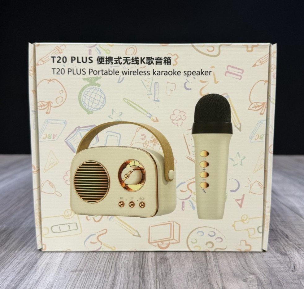 T20 PLUS Portable Wireless Karaoke Speaker Retro 2 Microphones Dark Green NEW