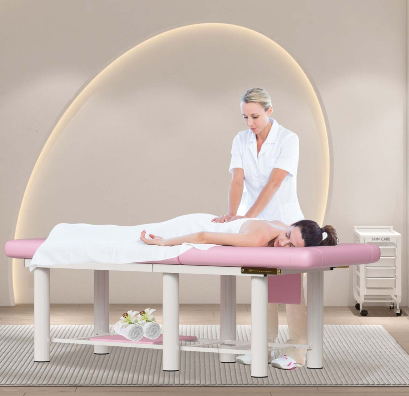 6 Leg Adjustable Massage Table Professional Beauty Bed 600Lb Capacity for Salon