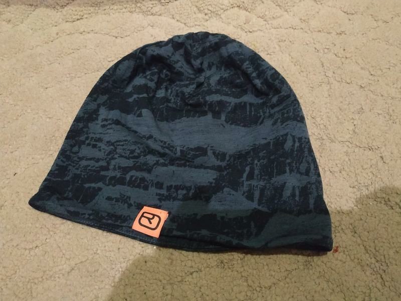 ORTOVOX Merino Wool Beanie Grey Black Graphic Hiking Ski Skull Cap Headband OS