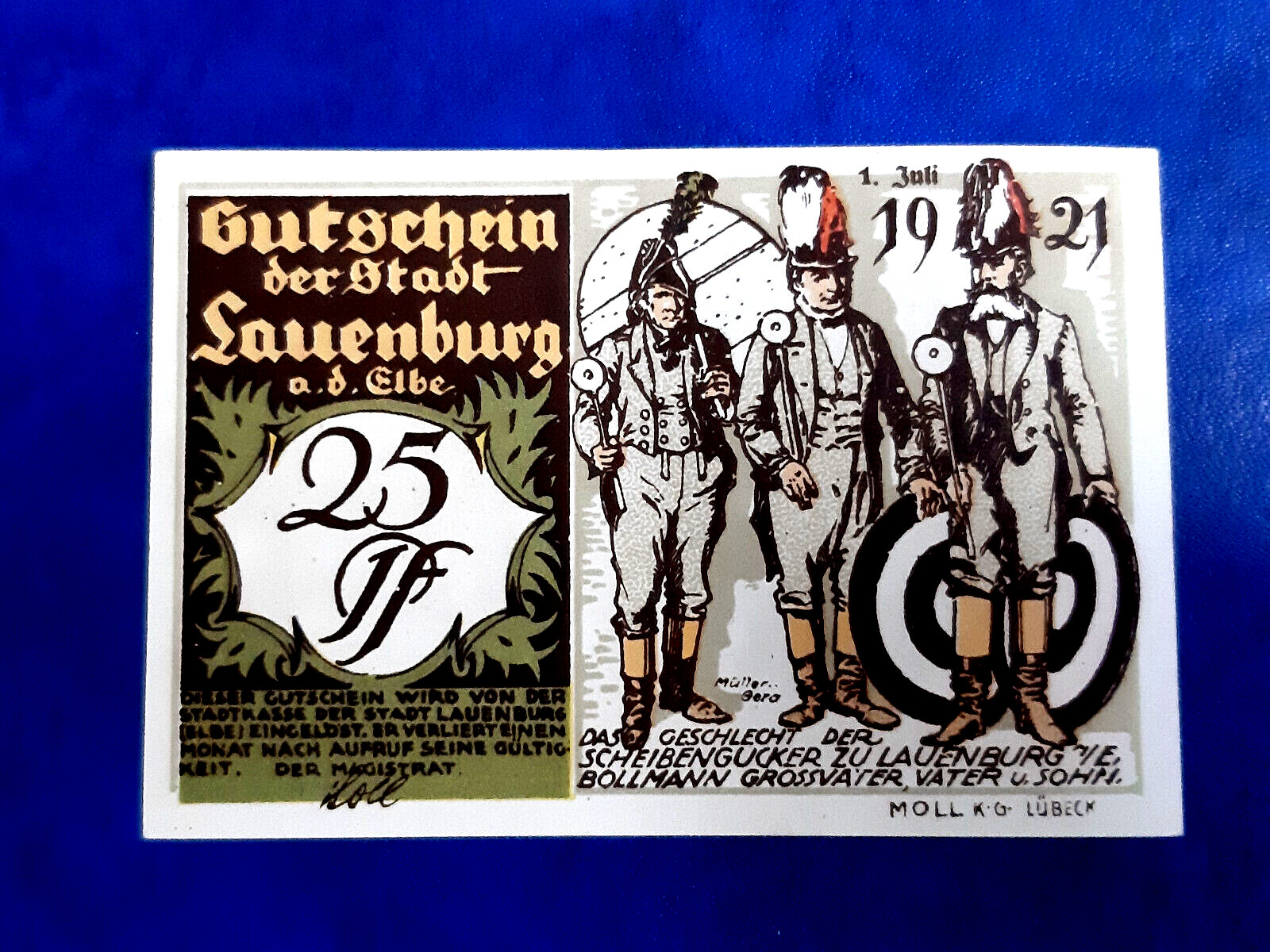 LAUENBURG ELBE NOTGELD 25 PFENNIG 1921 EMERGENCY MONEY GERMANY BANKNOTE (20751)