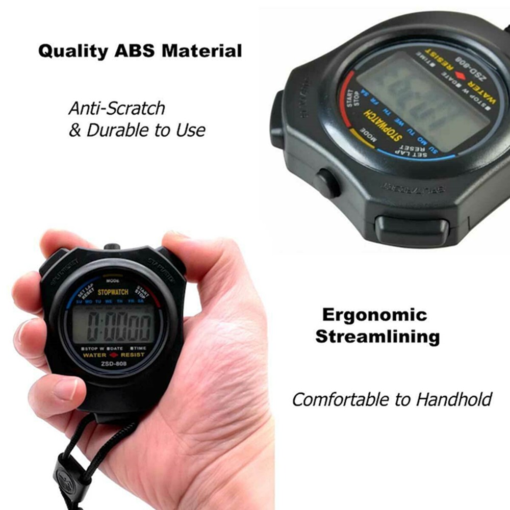 5× Multi-Function Digital Sports Stopwatch Timer Large Display Odometer Watch US