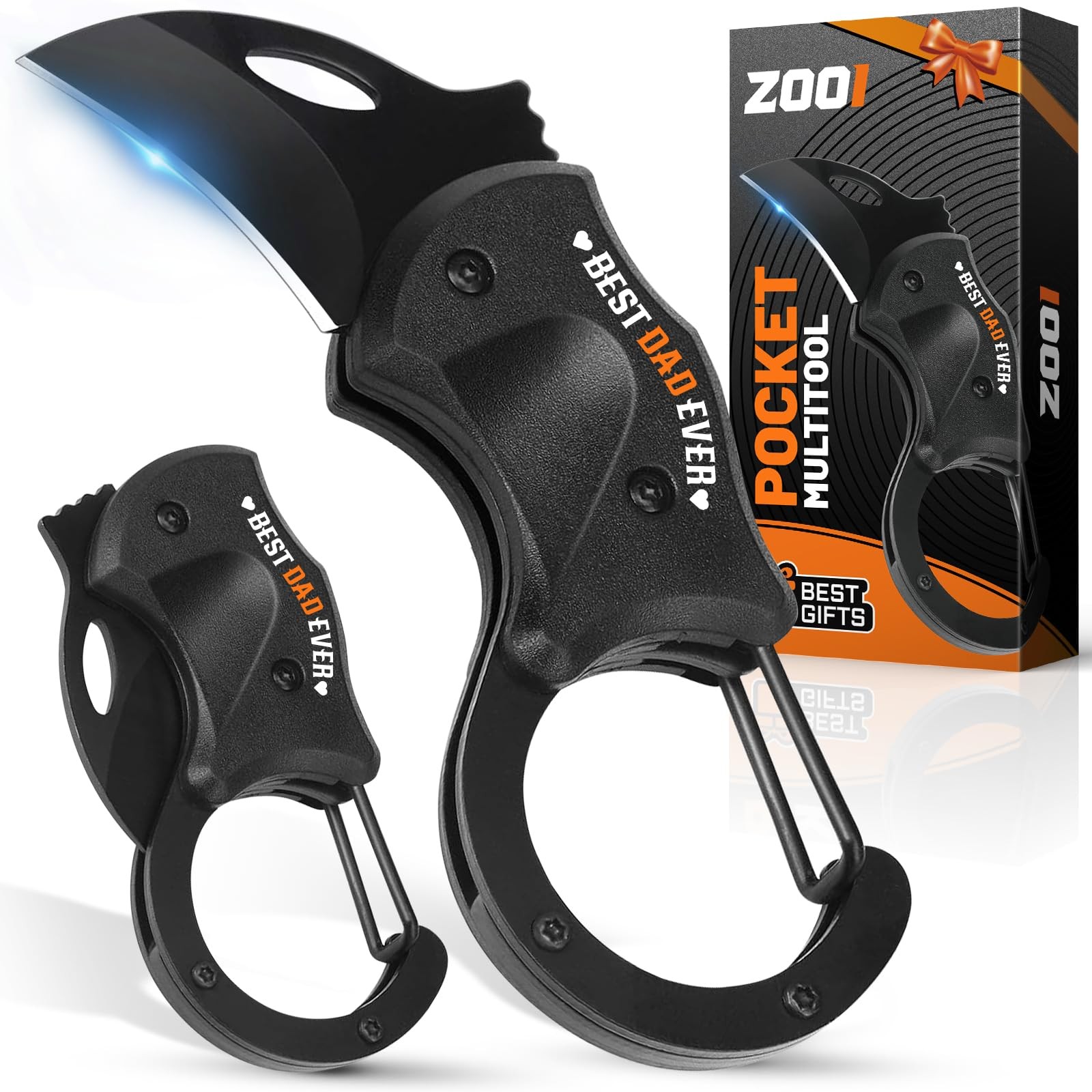 Dad Gifts for Men Pocket Carabiner Gadgets, 3.94 inches, Dark Black
