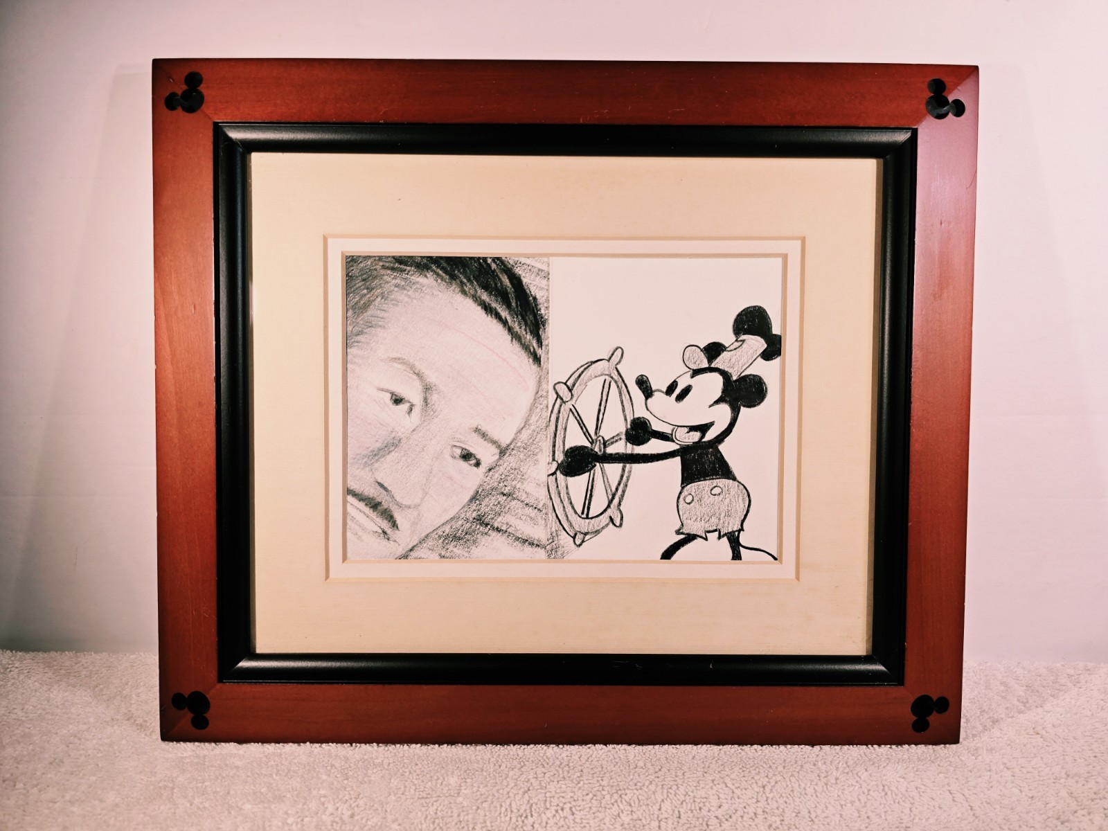 Original, Drawings, Walt Disney & Steamboat Mickey, Mickey Mouse Frame 11x13
