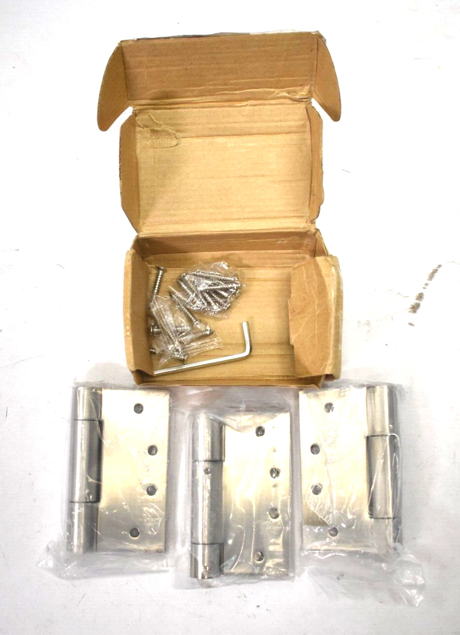 3 Piece Self Closing Door Hinges Stainless Steel Set 4" Squares CF1203-T3