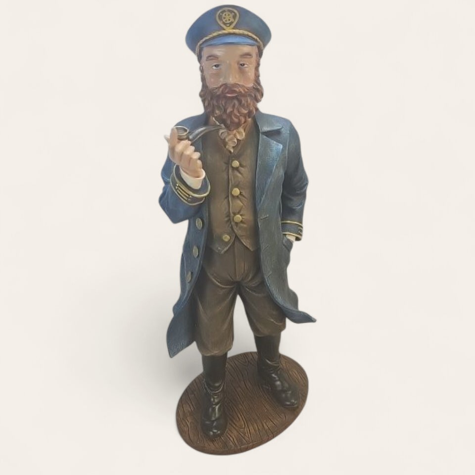 SEA CAPTAIN STANDING SMOKING PIPE 16.5" Tall Statue, Figure, Nautical Decor
