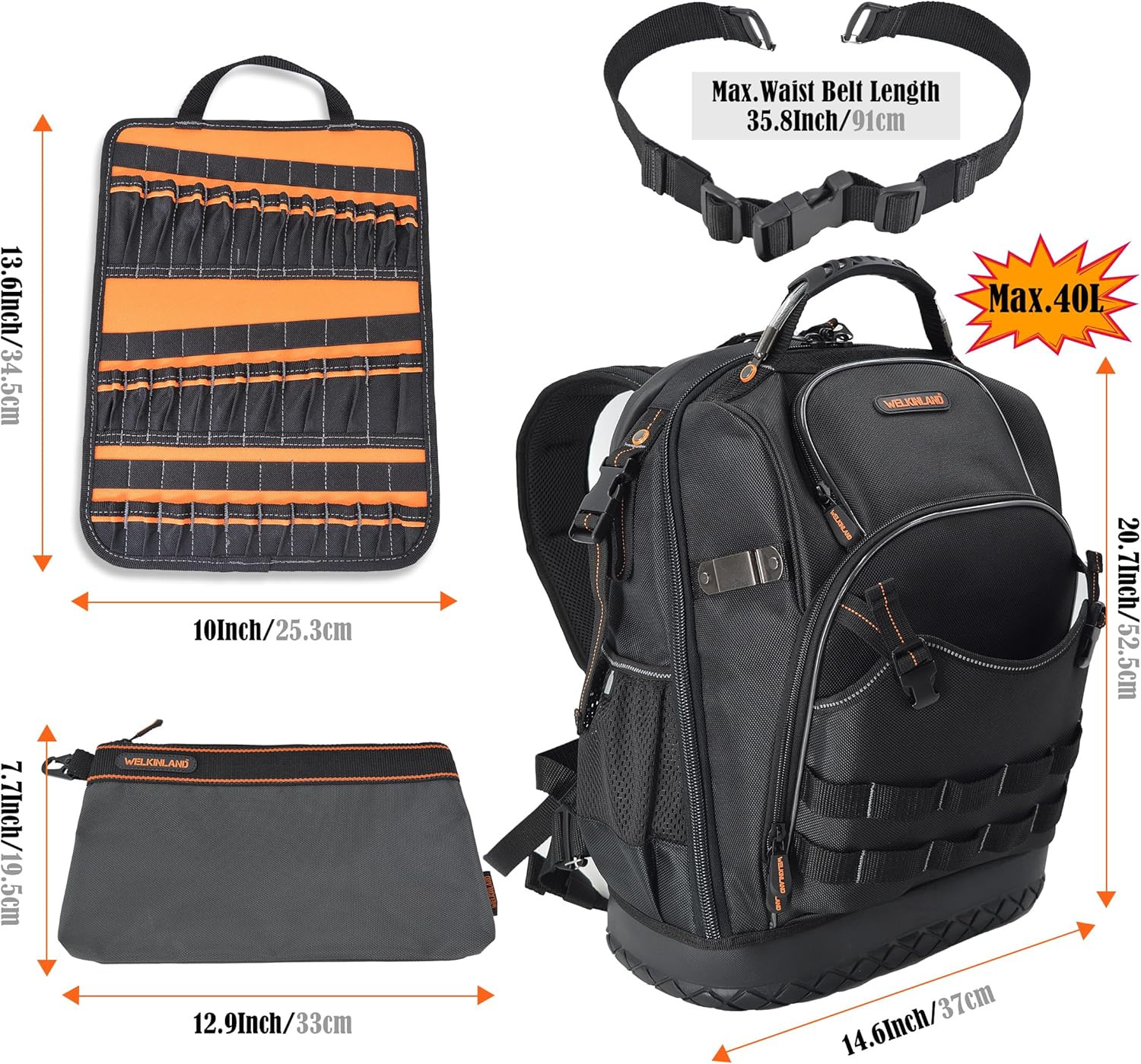 Chic Tool Backpack with 4 Pouches for Ultimate Storage and Organization
