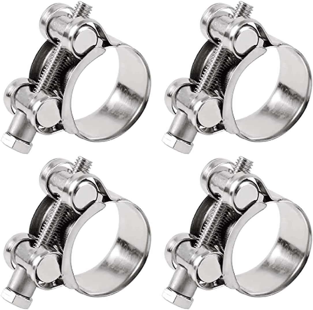New T-Bolt Hose Clamps 23-25mm 304 Stainless Steel 4 Pcs Fast Shipping