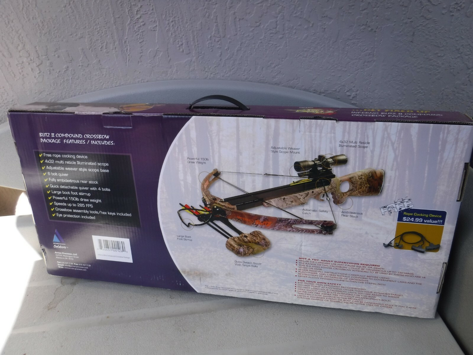 Arrow Precision Inferno Blitz Compound Crossbow Package 4x32 Multi Reticle