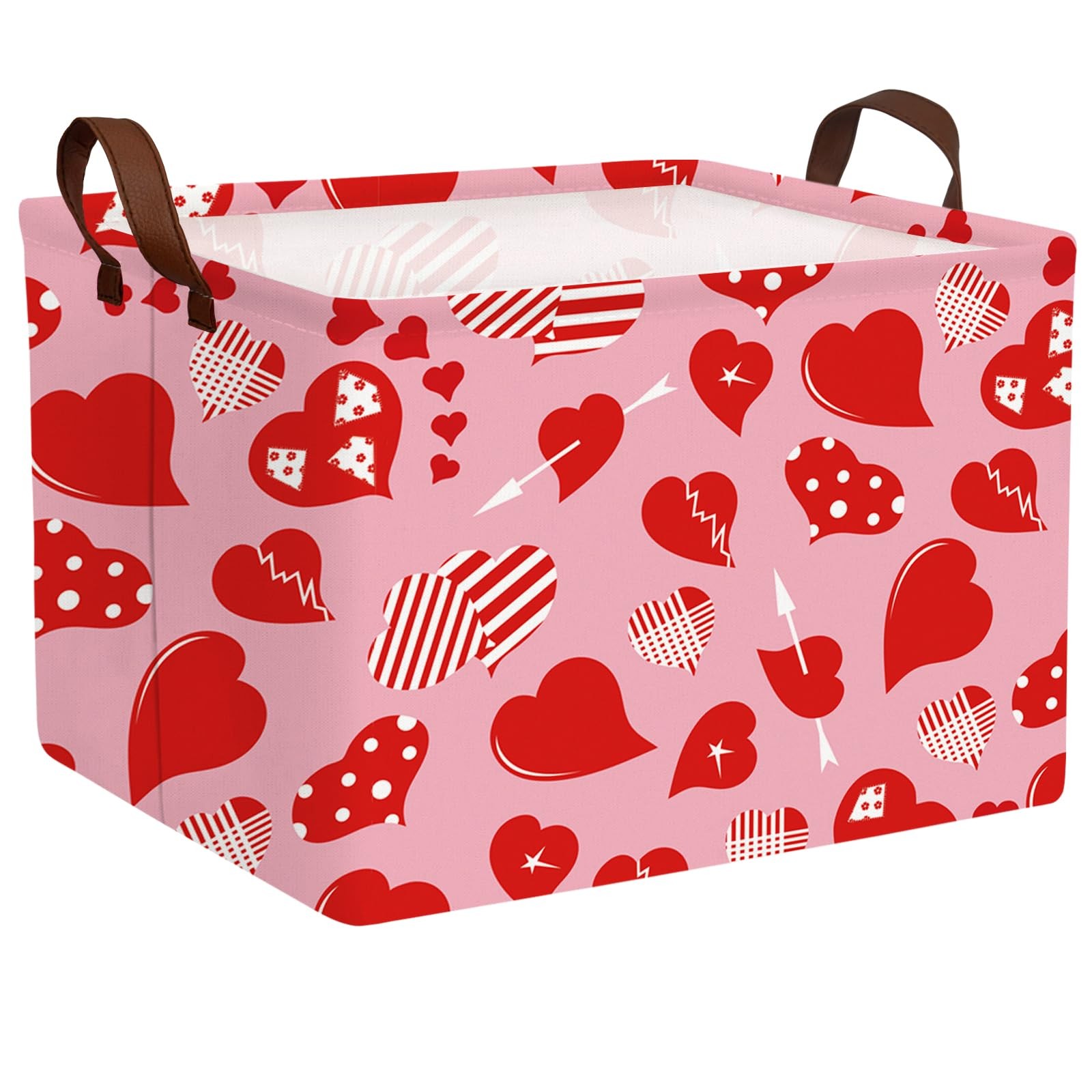 ASKETAM Cute Large Valentine's Day Gift Basket Empty Heart Decor Storage Bin ...