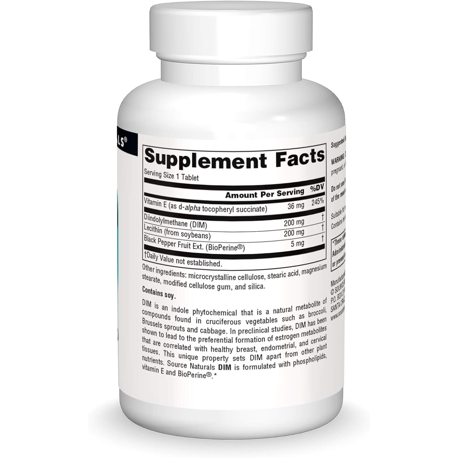 Source Naturals DIM, 200 mg, 60 Tablets