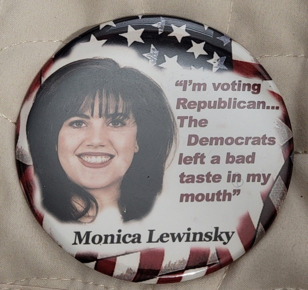 TRUMP 2024,"Bad Taste Monica",President,3" Button,Pin,Election,Vote,Republican