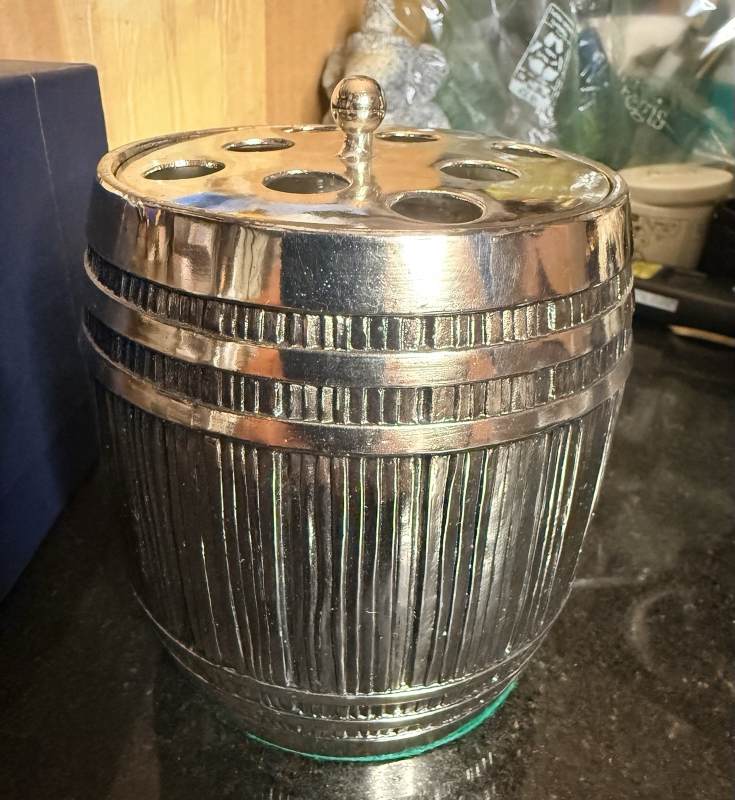 FB Rogers Silver Company Barrel Planter F432 Japan  4.5” Tall