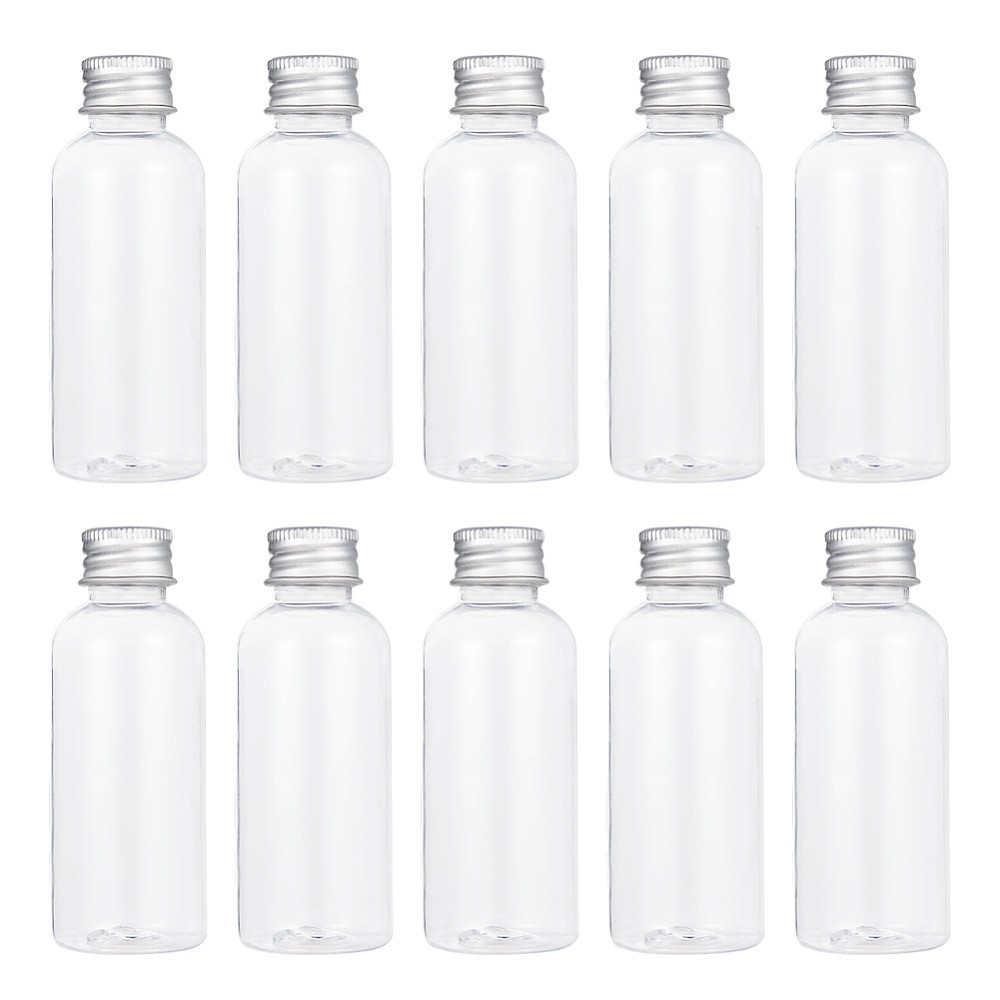 20pcs Transparent Plastic Empty Bottle with Aluminum Screw Cap Cosmetic
