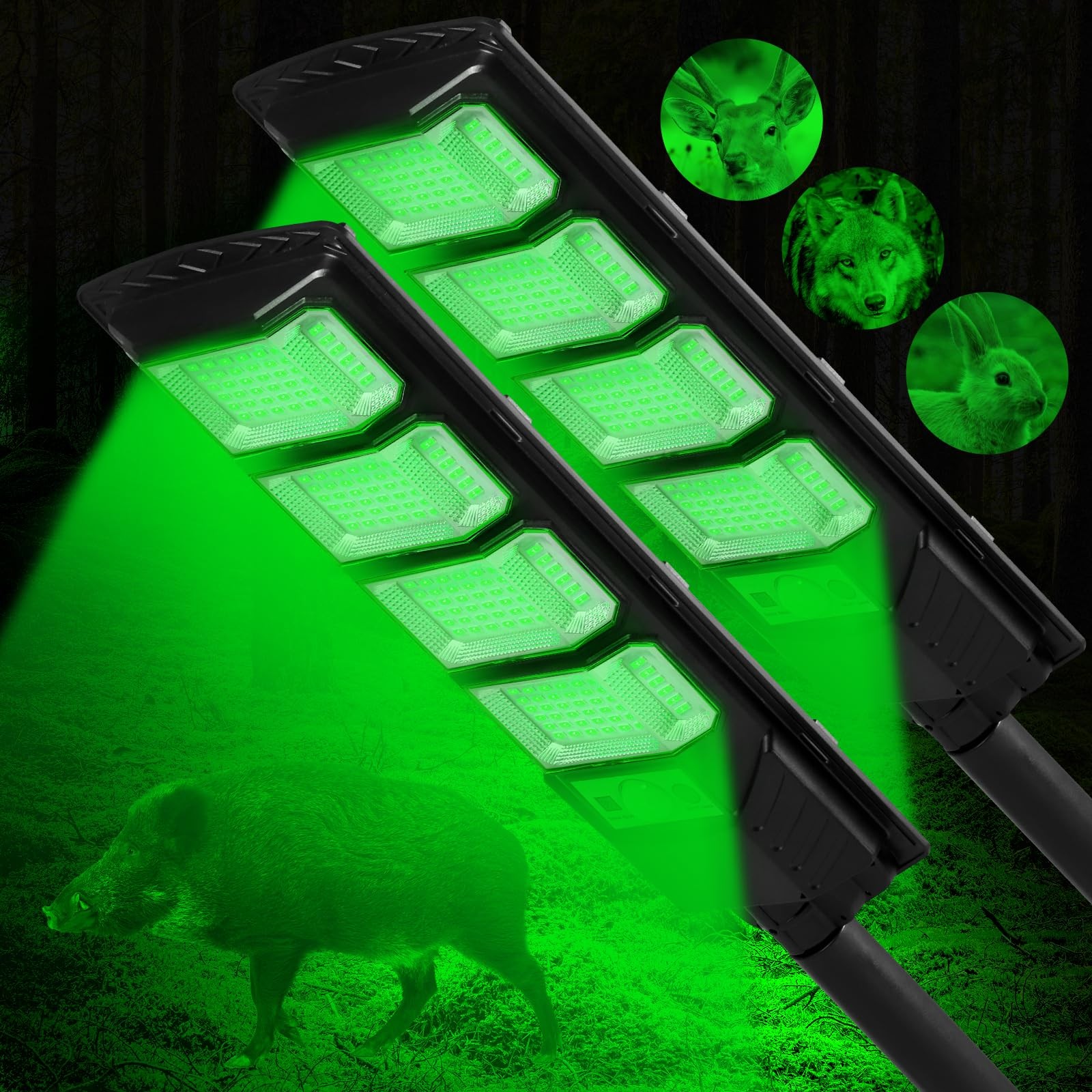 Hog Lights for Night Hunting, 12000LM Solar Green Hunting Light with Remote, ...
