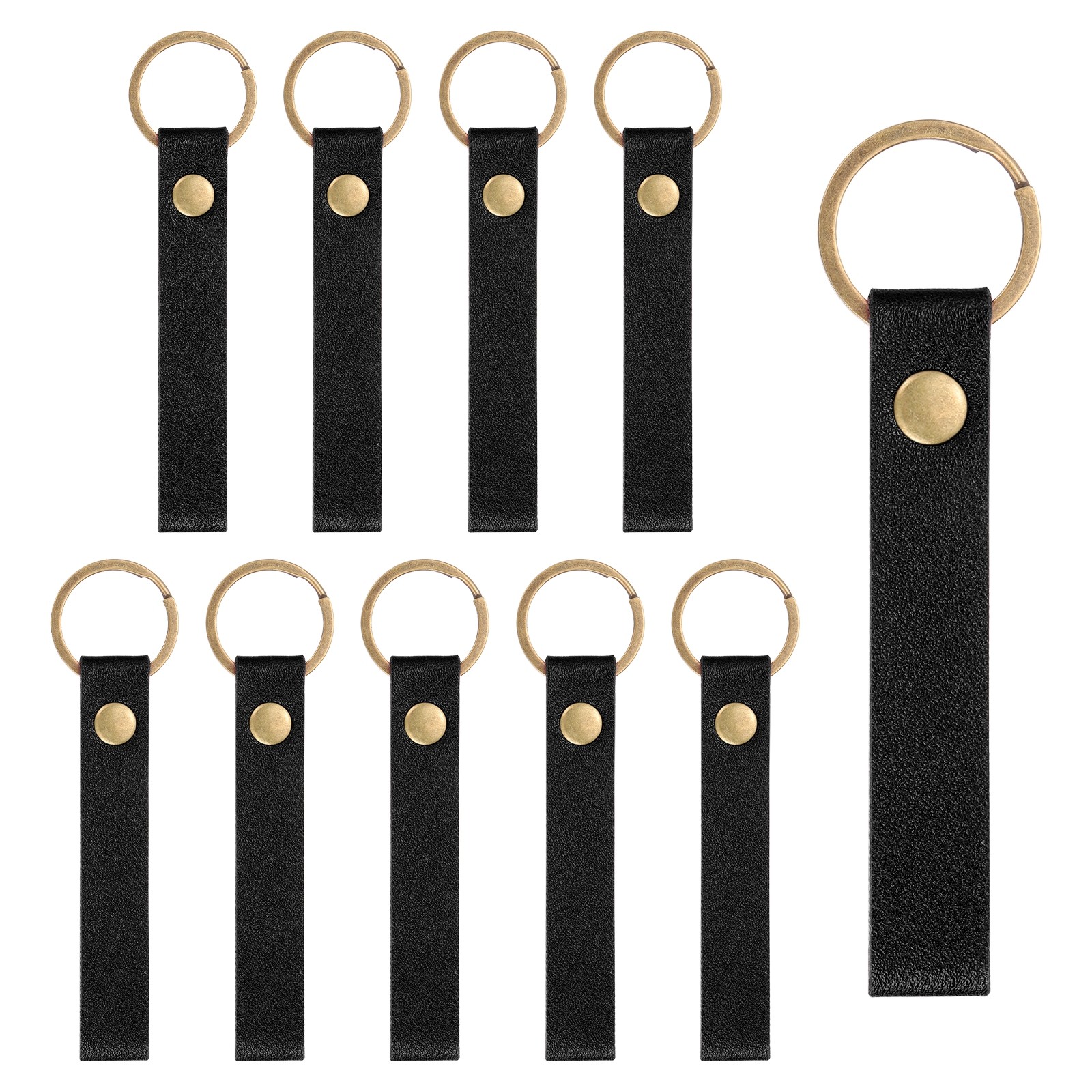 10 Pcs PU Leather Laser Engraving Keychain Blanks (Black, 4.5" x 0.6")