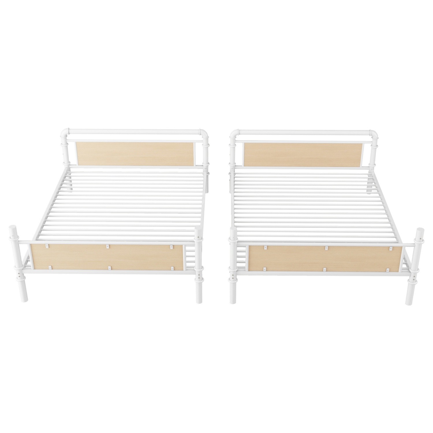 Twin XL Over Twin XL Metal Bunk Bed Convertible Into Two Single Bed White/Black